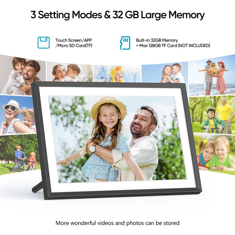 ARZOPA Wifi Digital Photo Frame 10.1 Inch IPS Touchscreen Electronic Photo Frame with 32GB Frameo Digital Picture Frames Share Photos Videos Music Calendar Alarm Auto Rotate