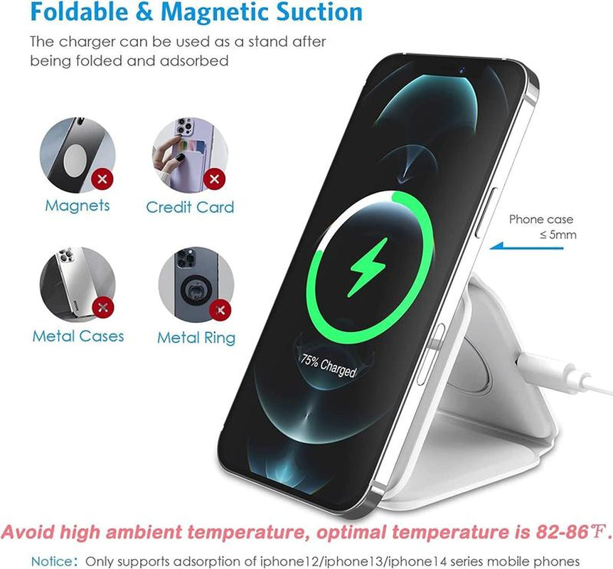 3 in 1 Foldable Wireless Charger,Magnetic Fast Wireless Charging Pad,Compatible with Iphone16/15/14/13/12/Se/11 Smartphone Cellphone