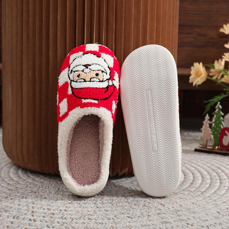 Christmas Slippers Cute Reindeer Slippers Women Soft Warm College Style Plush Winter Indoor Shoes, Fluffy Men'S Bedroom Slippers