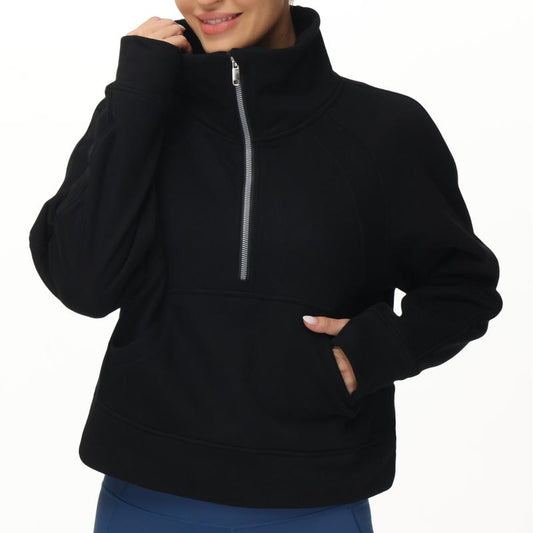 THE GYM PEOPLE Womens' Half Zip Pullover Fleece Crop Sweatshirt