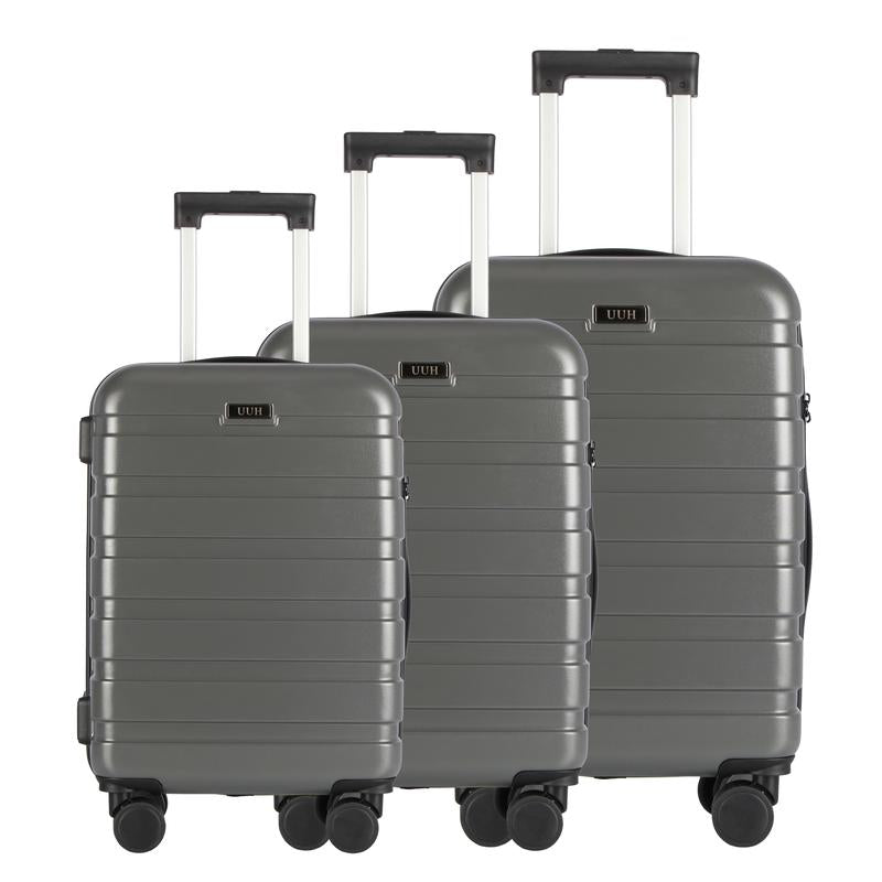 UUH 3-Piece Spinner Luggage Set (20"24"28")- Travel and Moving Set. Green, Grey, Orange, Red, Blue, Rose Gold, Sky Blue, Black.