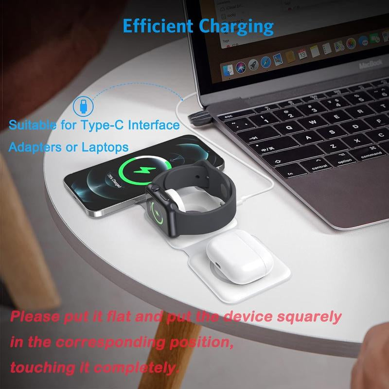 3 in 1 Foldable Wireless Charger,Magnetic Fast Wireless Charging Pad,Compatible with Iphone16/15/14/13/12/Se/11 Smartphone Cellphone