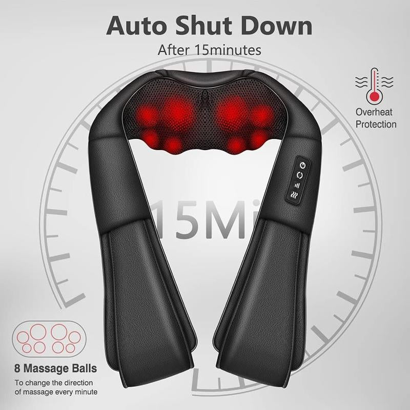 Neck and Back Massager with Heat, Shiatsu Electric Deep Tissue 3D Kneading Massagers for Relief on Waist, Leg, Calf, Foot Full Body Muscles , Office & Home & Car Use Adjustable Comfort Viral Backmassager Shoulder Massager Massage Pillow