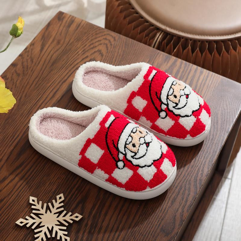 Christmas Slippers Cute Reindeer Slippers Women Soft Warm College Style Plush Winter Indoor Shoes, Fluffy Men'S Bedroom Slippers