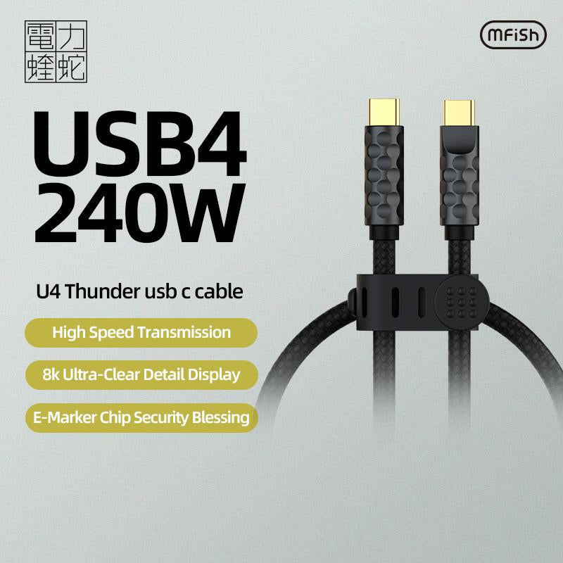 Mfish USB 4 Cable, 240W Full-Featured Type-C Cable, PD Fast Charging, Adapts to Apple Ipad Notebook USB4 Devices Plug Electronic Cellphone Fast USB-C