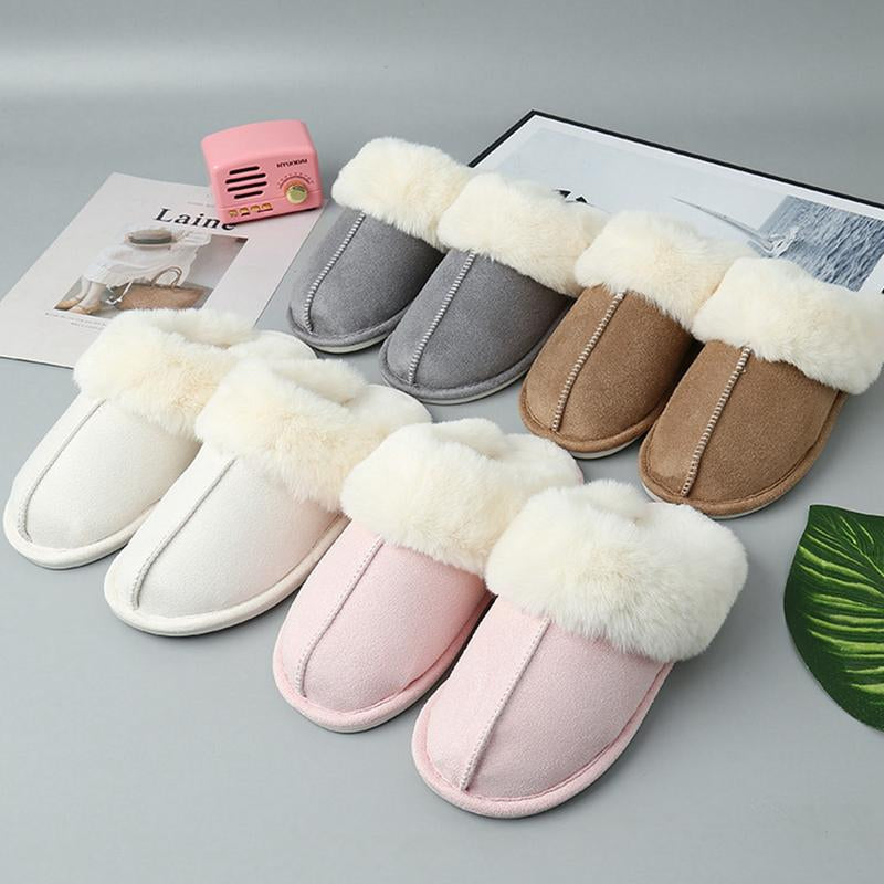 Women'S Fuzzy Cozy Slippers Memory Foam House Slippers Winter Warm Clog Indoor Shoes