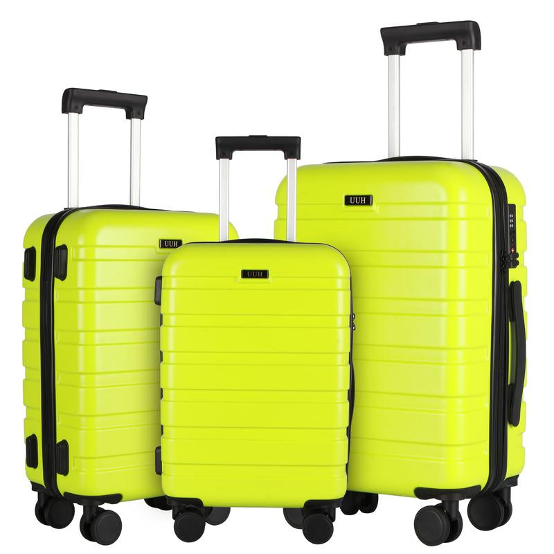 UUH 3-Piece Spinner Luggage Set (20"24"28")- Travel and Moving Set. Green, Grey, Orange, Red, Blue, Rose Gold, Sky Blue, Black.