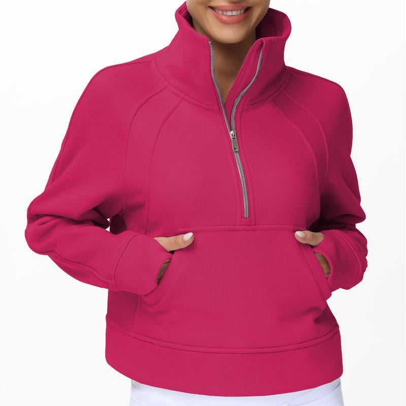 THE GYM PEOPLE Womens' Half Zip Pullover Fleece Crop Sweatshirt