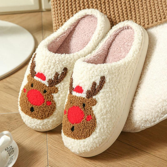 Cozy Christmas Elk Slides Slippers - Adorable Footwear for Festive Comfort