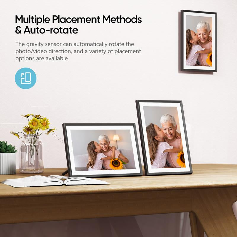 ARZOPA Wifi Digital Photo Frame 10.1 Inch IPS Touchscreen Electronic Photo Frame with 32GB Frameo Digital Picture Frames Share Photos Videos Music Calendar Alarm Auto Rotate