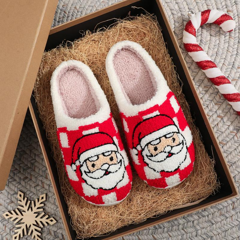 Christmas Slippers Cute Reindeer Slippers Women Soft Warm College Style Plush Winter Indoor Shoes, Fluffy Men'S Bedroom Slippers