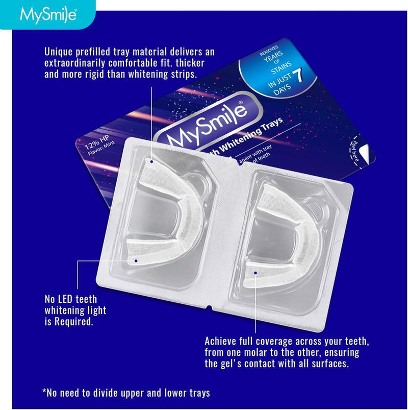 Mysmile Prefilled Teeth Whitening Trays with 12% Hydrogen Peroxide – Enamel Safe, Fast-Acting Formula for Sensitive Teeth, 7 Treatments Gentle Oral