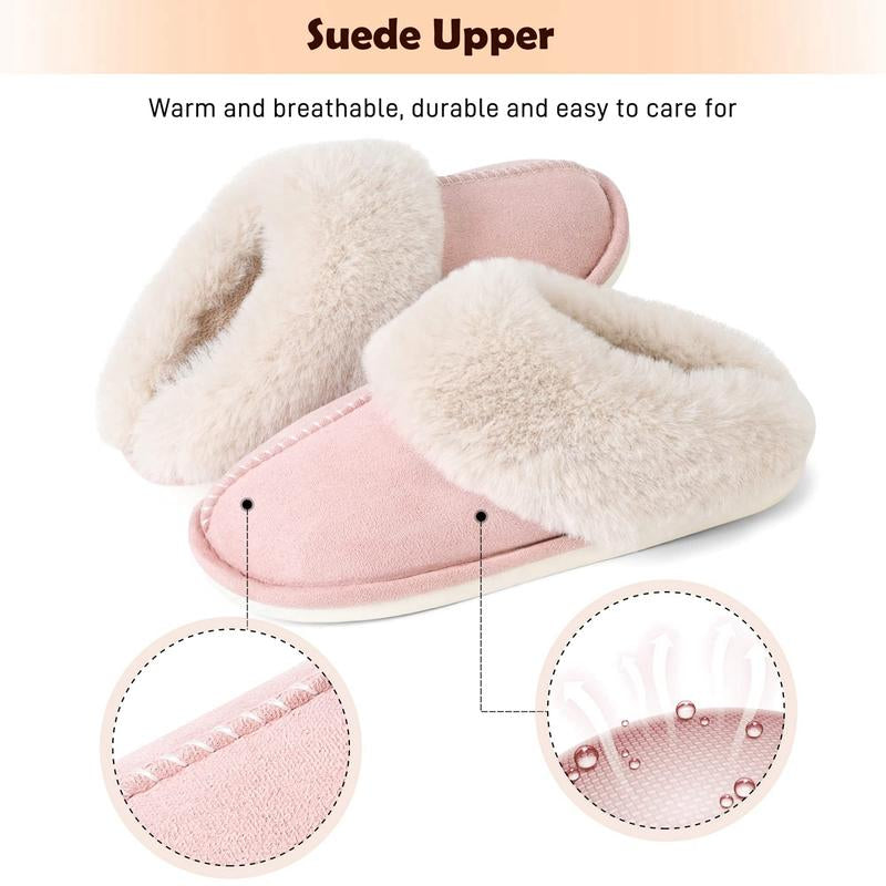 Women'S Fuzzy Cozy Slippers Memory Foam House Slippers Winter Warm Clog Indoor Shoes