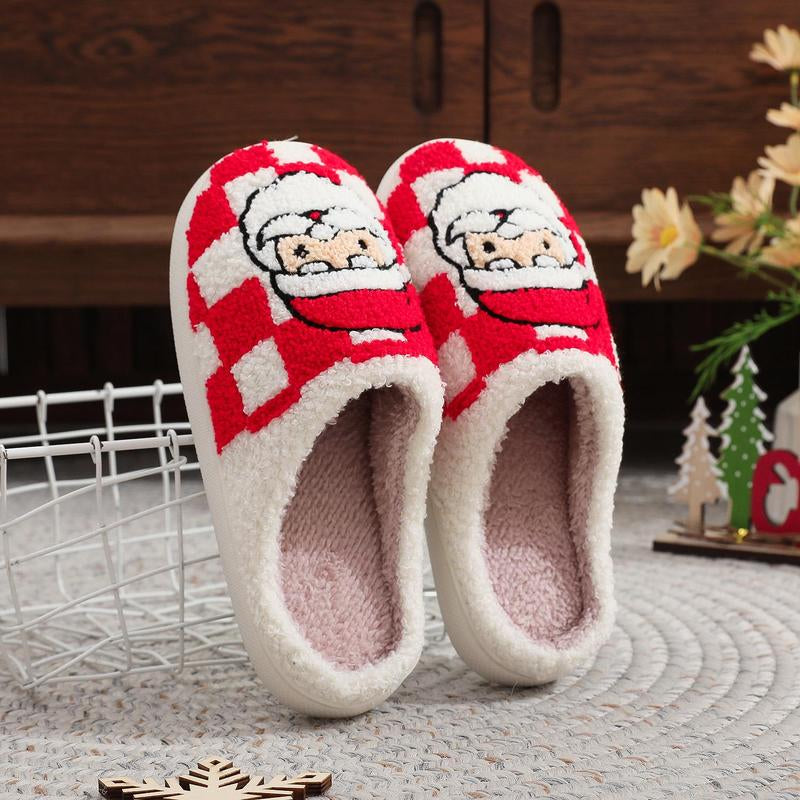 Christmas Slippers Cute Reindeer Slippers Women Soft Warm College Style Plush Winter Indoor Shoes, Fluffy Men'S Bedroom Slippers