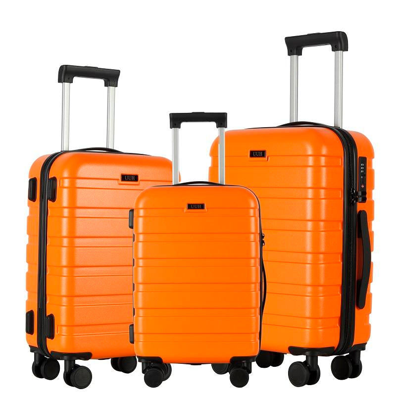 UUH 3-Piece Spinner Luggage Set (20"24"28")- Travel and Moving Set. Green, Grey, Orange, Red, Blue, Rose Gold, Sky Blue, Black.